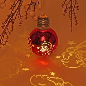 Светящийся елочный шар Дедушка Мороз 6 см, теплые белые LED, на батарейках Serpantin фото 3