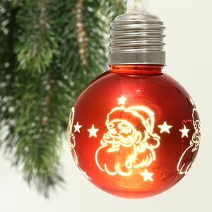 Светящийся елочный шар Дедушка Мороз 6 см, теплые белые LED, на батарейках Serpantin фото 2