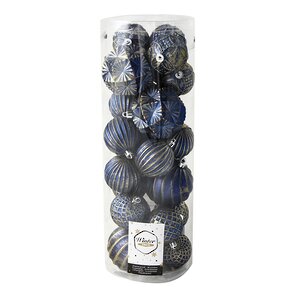 Набор пластиковых шаров Divine 6-8 см, 24 шт, синий с золотым Winter Deco фото 3