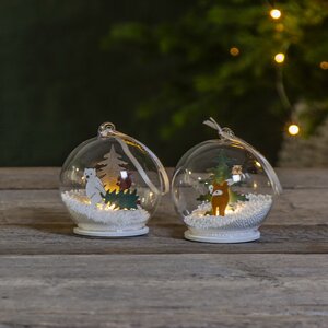 Светящийся шар с композицией Forest Friends: Лиса Джоан 9 см, на батарейках, стекло Star Trading фото 5