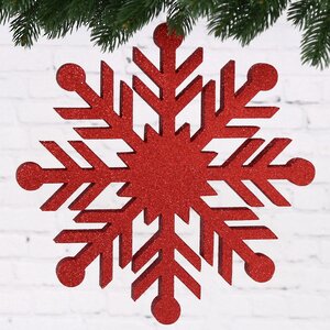 Украшение на потолок Снежинка 50 см красная, пеноплекс МанузинЪ фото 1
