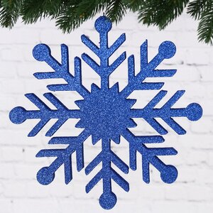 Украшение на потолок Снежинка 40 см синяя, пеноплекс МанузинЪ фото 1