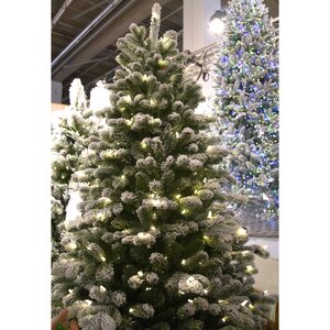 Искусственная елка с гирляндой Шеффилд заснеженная 198 см, 450 теплых белых ламп, ЛИТАЯ + ПВХ National Tree Company фото 4