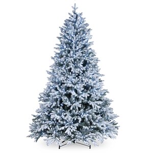 Искусственная елка с огоньками Гамильтон заснеженная 228 см, 750 теплых/холодных белых ламп, ЛИТАЯ + ПВХ National Tree Company фото 1