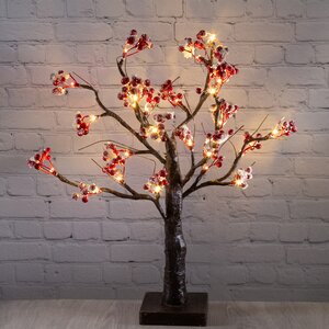 Мини дерево заснеженное "Волшебные ягоды", на батарейках, 50 см, 24 LED ламп, теплый белый Kaemingk фото 1