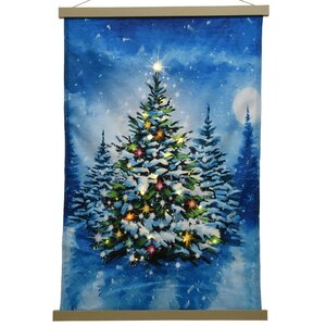 Светящаяся елка на стену Christmas Tree 82*55 см, на батарейках, синий фон Kaemingk фото 1