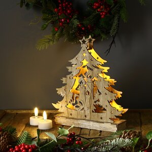 Новогодний светильник Ёлочка - Свет горящих свечей 24*22 см, батарейки Sigro фото 2