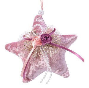 Елочное украшение Звезда Mon Amour 12 см розовая, подвеска Kaemingk фото 2