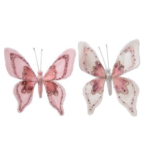 Декоративное украшение Бабочка - Maulon Gramalis 14 см розовая, клипса Kaemingk фото 2