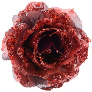 Роза Искристая 14 см бордовая, клипса Kaemingk фото 1