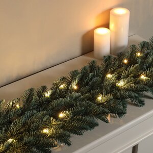 Хвойная гирлянда с лампочками Рождественская 270*33 см, 70 теплых белых LED ламп, ЛИТАЯ 100% Christmas Deluxe фото 2