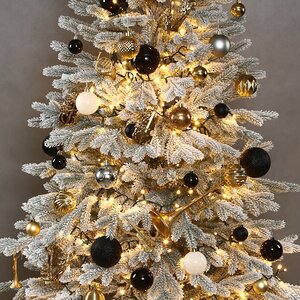 Искусственная елка с гирляндой и игрушками Финская: Christmas Jazz заснеженная 210 см, 700 теплых белых LED, контроллер, ЛИТАЯ 100% Winter Deco фото 2