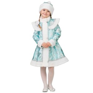 Карнавальный костюм Снегурочка бирюзовый, рост 146 см Батик фото 1