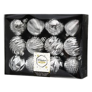 Набор пластиковых шаров Etude 6 см, 12 шт, серебряный Winter Deco фото 2