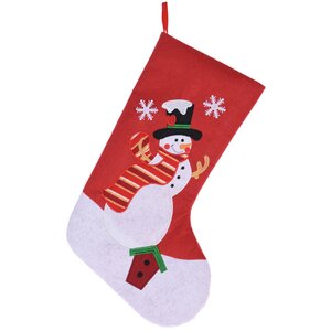 Новогодний носок Веселый Снеговик 45 см красный Koopman фото 1