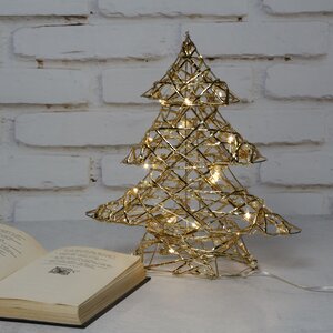 Светодиодная фигура Елка Констансия - Golden Gloss 30 см, 20 теплых белых LED ламп, на батарейках, IP20 Koopman фото 1