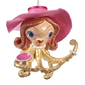 Елочная игрушка Осьминог Микейла Фекьер в розовой шляпке 10 см, подвеска Goodwill фото 1