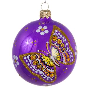 Стеклянный елочный шар Полянка 7 см фиолетовый Фабрика Елочка фото 1
