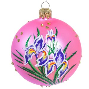 Стеклянный елочный шар Ирисы 7 см розовый Фабрика Елочка фото 1