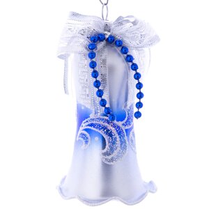 Стеклянная елочная игрушка Колокольчик Эхо 8.5 см синий, подвеска Фабрика Елочка фото 1