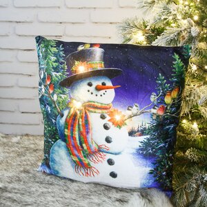 Новогодняя подушка с лампочками Seasons Greetings! 45*45 см, на батарейках Peha фото 1