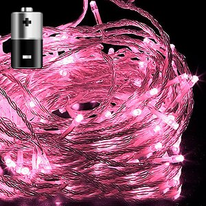 Светодиодная гирлянда на батарейках Premium Led 50 нежно-розовых LED ламп 5 м, прозрачный СИЛИКОН, таймер, IP65 BEAUTY LED фото 1