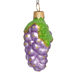 Стеклянная елочная игрушка Виноград 9 см фиолетовый, подвеска Коломеев фото 2