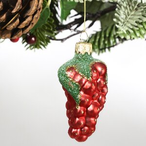 Стеклянная елочная игрушка Виноград 9 см красный, подвеска Коломеев фото 4