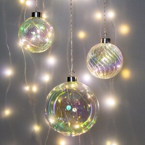 Декоративный подвесной светильник Шар Бергман 10 см, 10 разноцветных LED ламп, на батарейках, стекло Peha фото 4