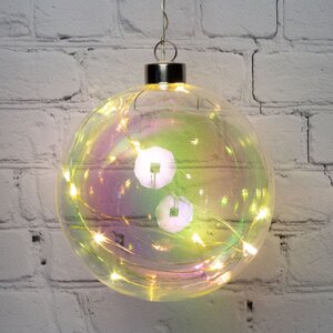 Декоративный подвесной светильник Шар Инграм 12 см, 10 теплых белых LED ламп, на батарейках, стекло Peha фото 3