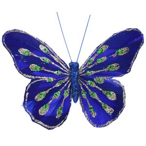 Декоративное украшение Butterfly Jody 13 см синее, 2 шт, клипса Koopman фото 3