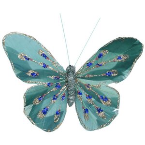 Декоративное украшение Butterfly Jody 13 см зеленое, 2 шт, клипса Koopman фото 3