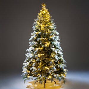 Искусственная елка с гирляндой Власта заснеженная 180 см, 500 разноцветных/теплых белых LED ламп, контроллер, ЛИТАЯ + ПВХ Crystal Trees фото 1