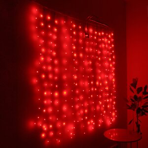 Гирлянда штора Роса 1.6*1.6 м, 256 красных мини LED с мерцанием, серебряная проволока, IP20 Торг Хаус фото 1