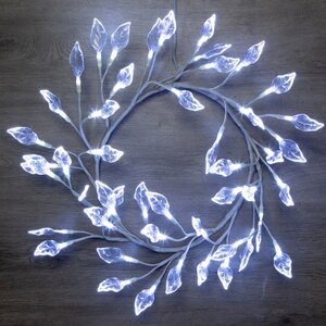 Светодиодный венок Ледяные Листья 27 см, 48 холодных белых LED BEAUTY LED фото 2