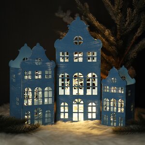 Домик с подсветкой Амстердам 20 см голубой Christmas Apple фото 2