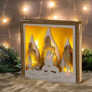 Новогодний светильник Снеговичок Фрости - Зимние Забавы 15*15 см на батарейках, 9 LED ламп Peha фото 4