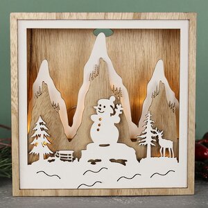 Новогодний светильник Снеговичок Фрости - Зимние Забавы 15*15 см на батарейках, 9 LED ламп Peha фото 2