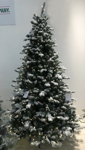Искусственная елка с гирляндой Шеффилд заснеженная 198 см, 450 теплых белых ламп, ЛИТАЯ + ПВХ National Tree Company фото 7