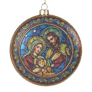 Стеклянная елочная игрушка-медальон Святое семейство 10 см, подвеска Goodwill фото 1