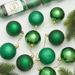 Набор пластиковых шаров Liberty Twist 6 см, 10 шт, рождественский зеленый