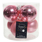 Набор стеклянных шаров 8 см розовое конфетти mix, 6 шт