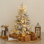 Искусственная елка с лампочками Россо Премиум заснеженная 120 см, 390 теплых белых ламп, ЛИТАЯ + ПВХ