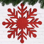 Украшение на потолок Снежинка 50 см красная, пеноплекс