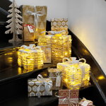 Светящиеся подарки Сноувальд 20-30 см, 3 шт, 65 теплых белых LED ламп, на батарейках