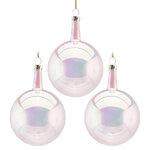 Набор стеклянных шаров Viva Lamberto 8 см, 6 шт, жемчужно-розовый
