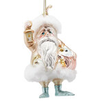 Стеклянная елочная игрушка Санта с фонариком - Мулен де ла Галетт 14 см, подвеска