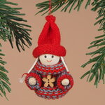 Деревянная ёлочная игрушка Девочка Лоли в красной шапочке 8 см, подвеска