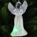 Светящаяся елочная игрушка Ангел Иоганно с перламутровыми крыльями 12 см на батарейке, RGB LED подсветка, подвеска