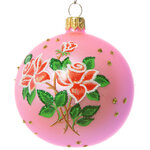 Стеклянный елочный шар Букет 7 см розовый